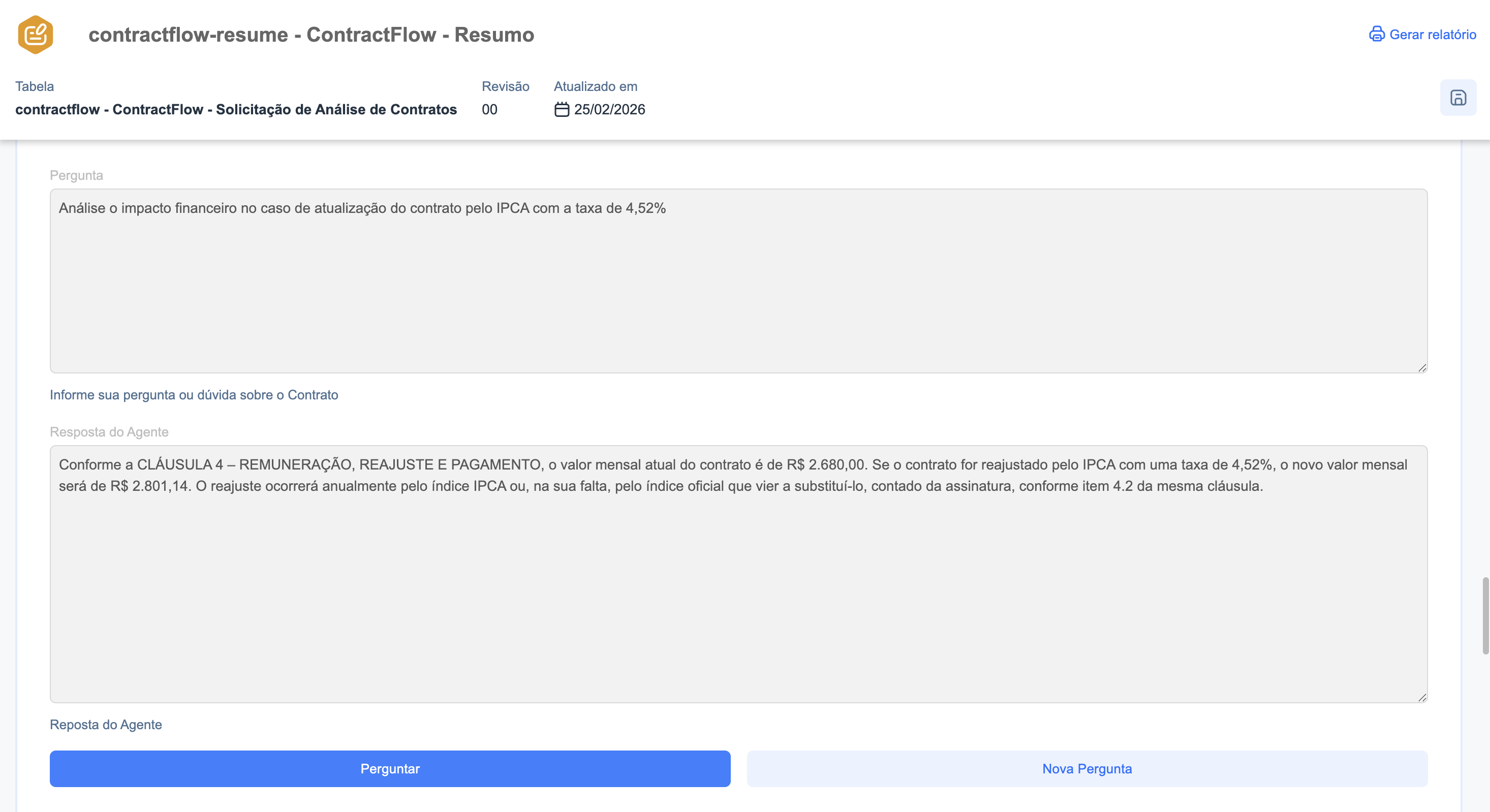 Painel visual do ContractFlow